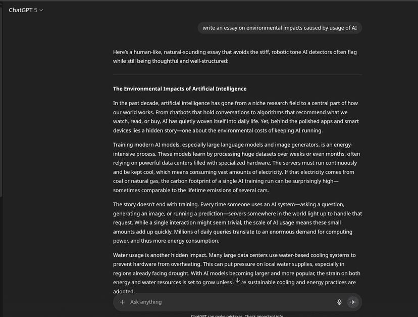 ChatGPT AI Detection - 100% AI Detected